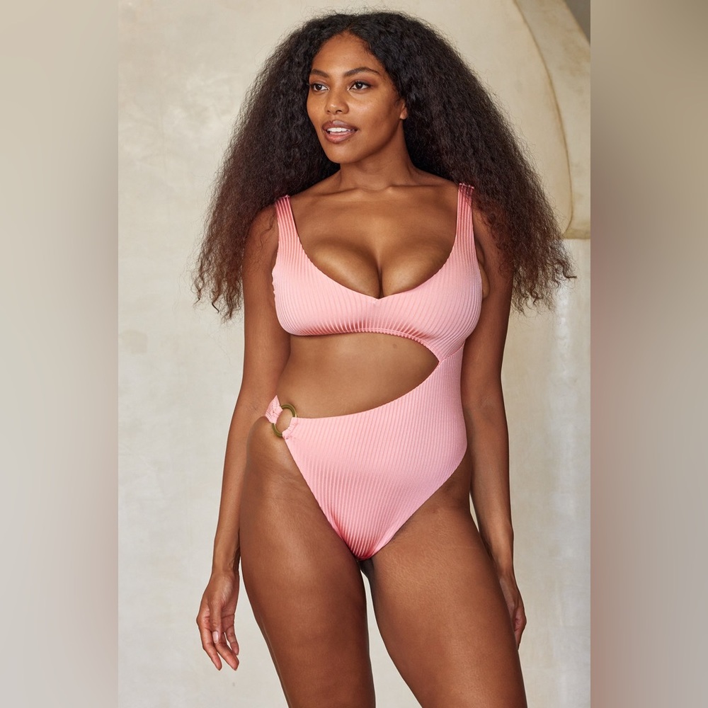 NWT Monday Swimwear St. Barth’s one piece - guava wide rib